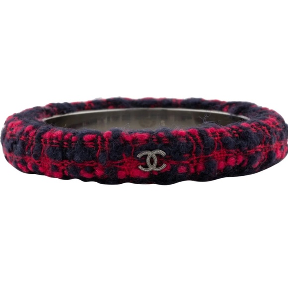 Chanel Tweed CC logo bangle EUC - Picture 1 of 2